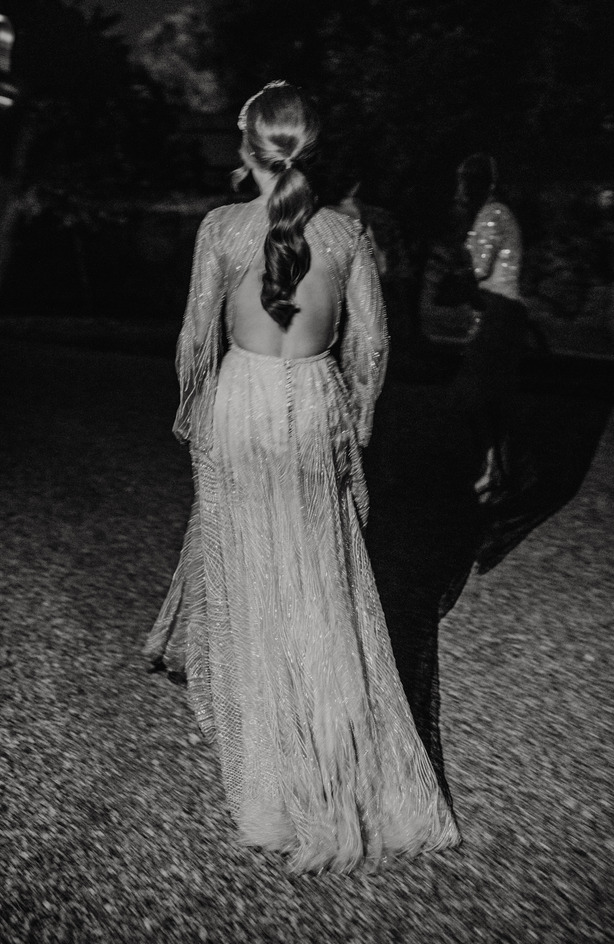 An evening outfit change for an elegant Autumnal bride at Blake Hall