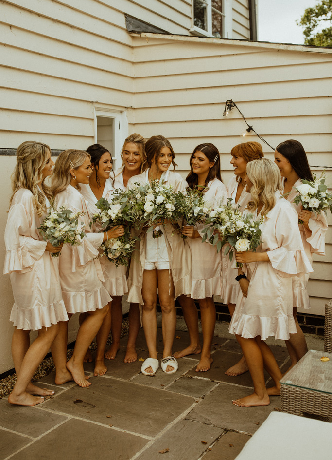 An evening outfit change for an elegant Autumnal bride at Blake Hall
