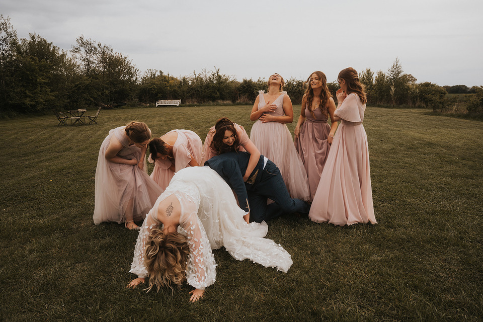 A spring boho wedding at The Barns in Yorkshire for Emily + Alex, captured by Firewood Film