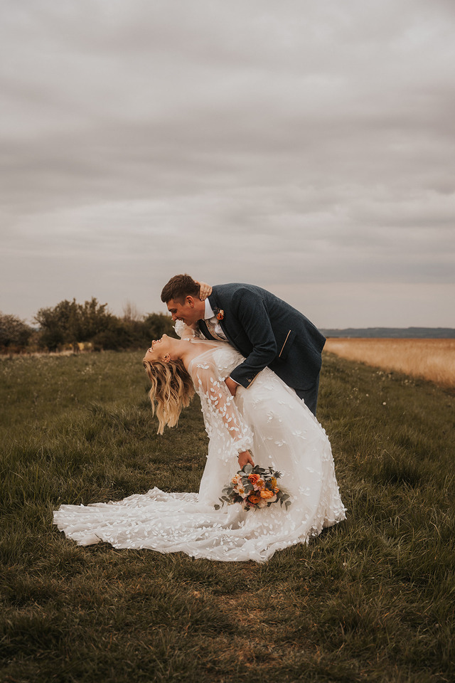 A spring boho wedding at The Barns in Yorkshire for Emily + Alex, captured by Firewood Film