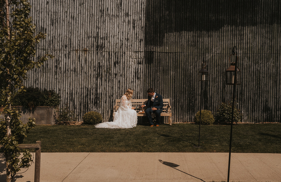 A spring boho wedding at The Barns in Yorkshire for Emily + Alex, captured by Firewood Film