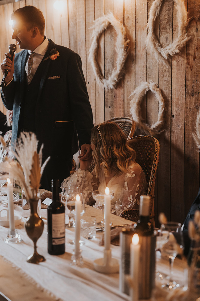 A spring boho wedding at The Barns in Yorkshire for Emily + Alex, captured by Firewood Film
