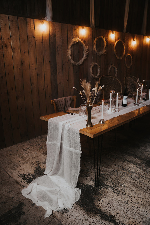 A spring boho wedding at The Barns in Yorkshire for Emily + Alex, captured by Firewood Film