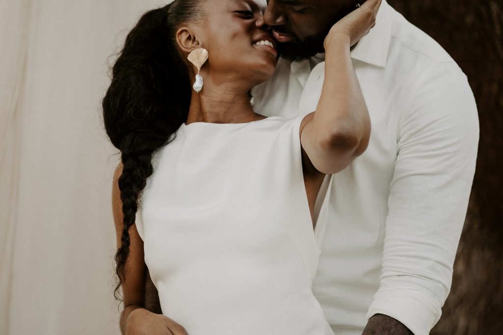 An editorial wedding inspiration styled shoot embodying a romantic connection between a modern bride and groom in a luxe, sophisticated style.