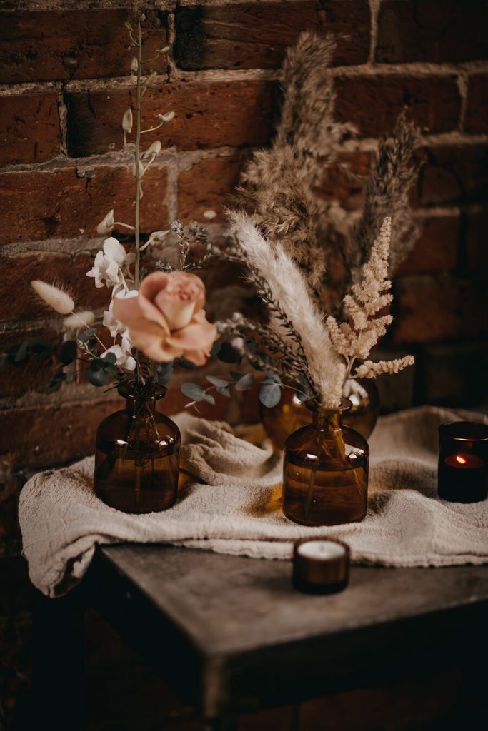 Modern boho styling by Willow & Wild Floral Events for a barn wedding