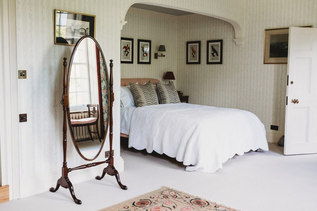A bedroom at Gloucestershire's wedding venue Bredon Manor,