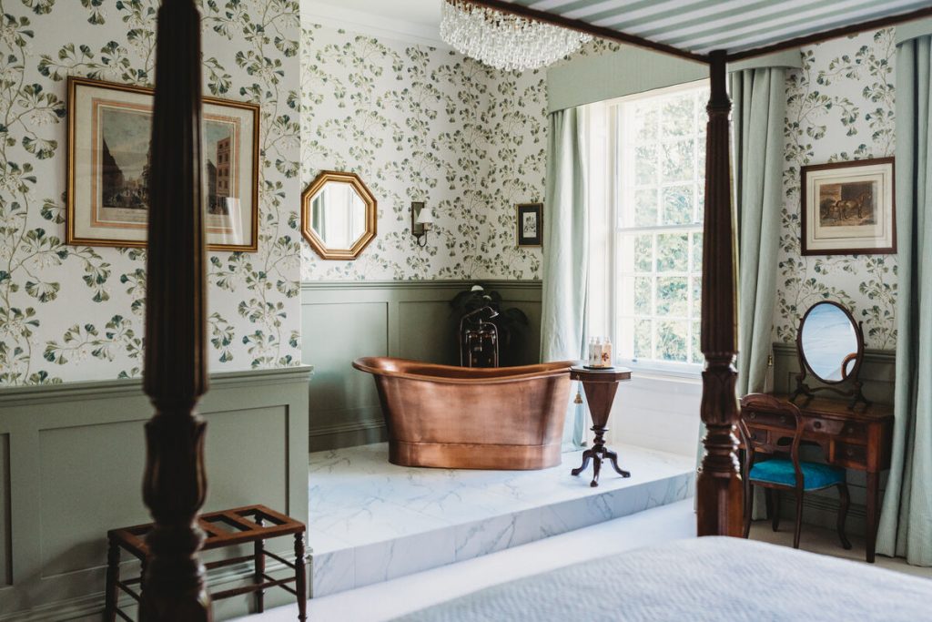 A bedroom at Gloucestershire's wedding venue Bredon Manor,