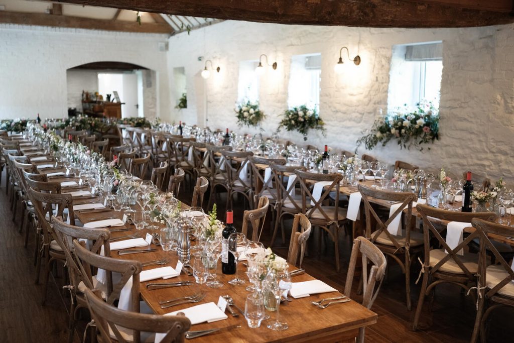 Interior wedding breakfast space at Gloucestershire's wedding venue Bredon Manor,