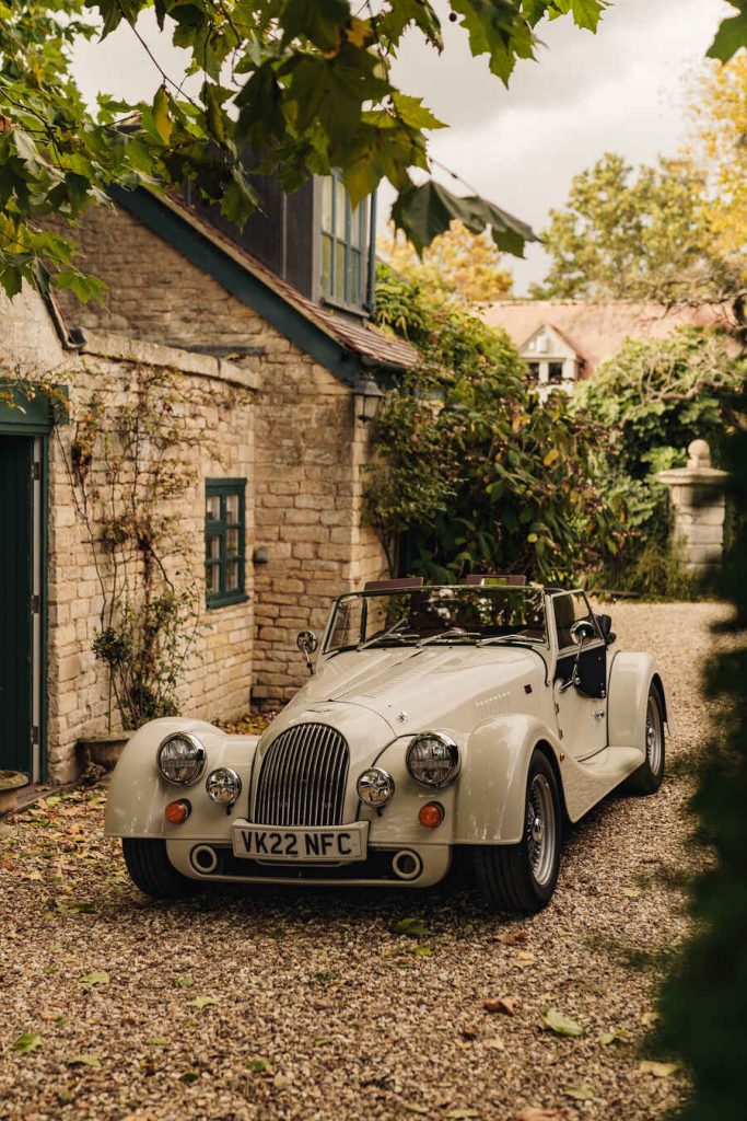 Wedding car at Gloucestershire's wedding venue Bredon Manor,