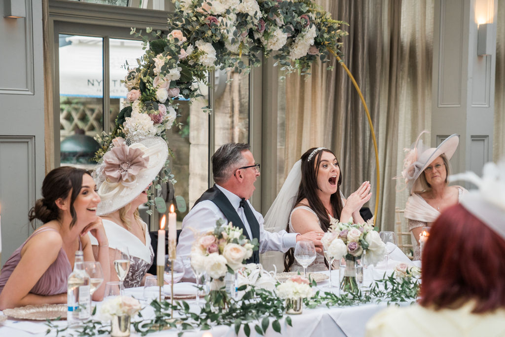 A surprise 'appearance' from Radio 1's Greg James for Jessica + Luke's wedding day at Hampton Manor