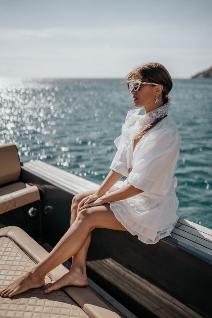 A romantic boat trip during a multi-day Mykonos wedding