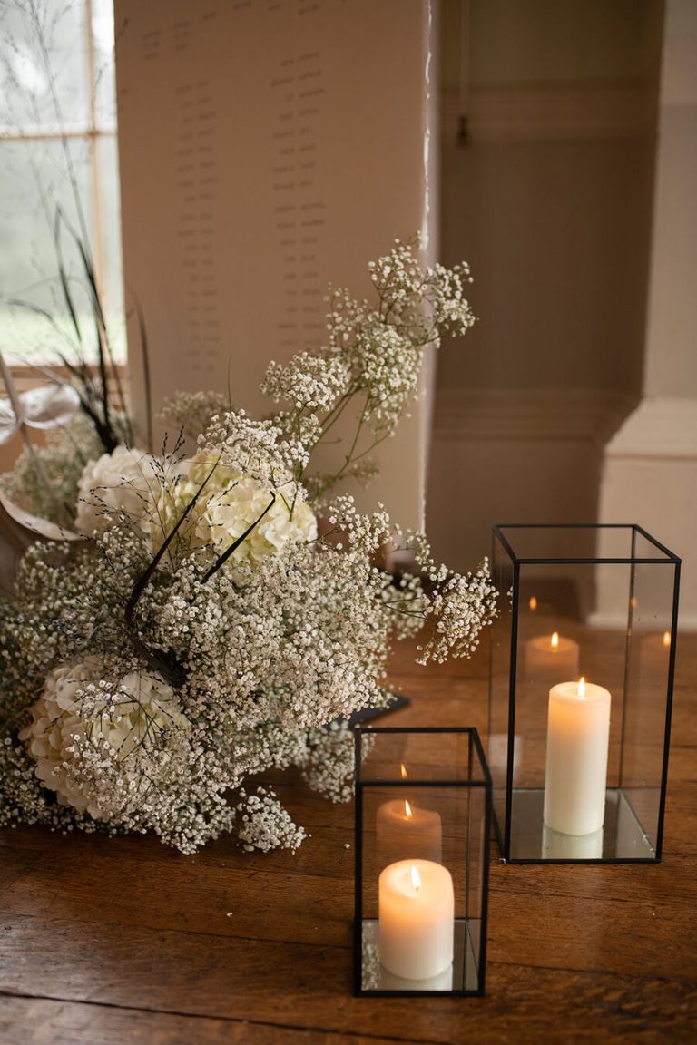 An intimate candlelit wedding at Prestwold Hall