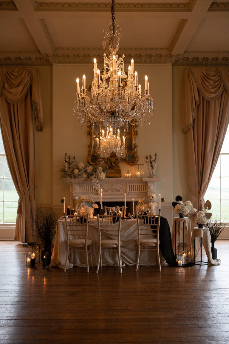 An intimate candlelit wedding at Prestwold Hall