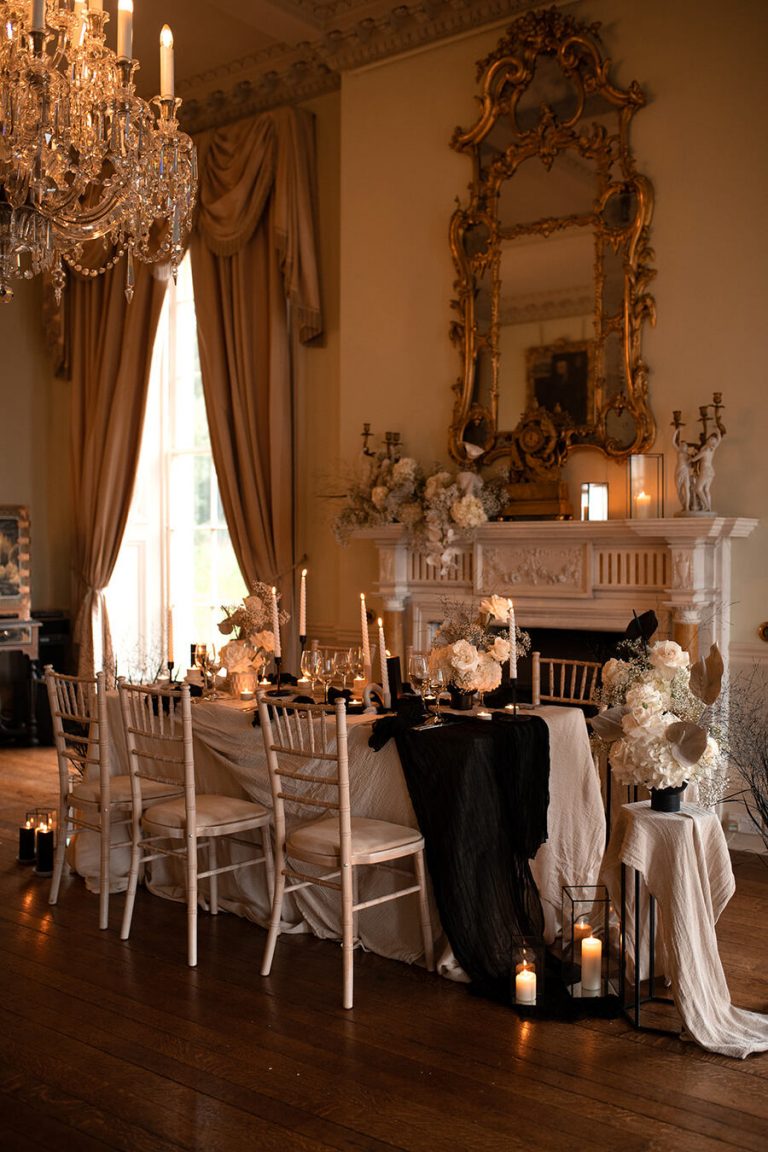 An intimate candlelit wedding at Prestwold Hall