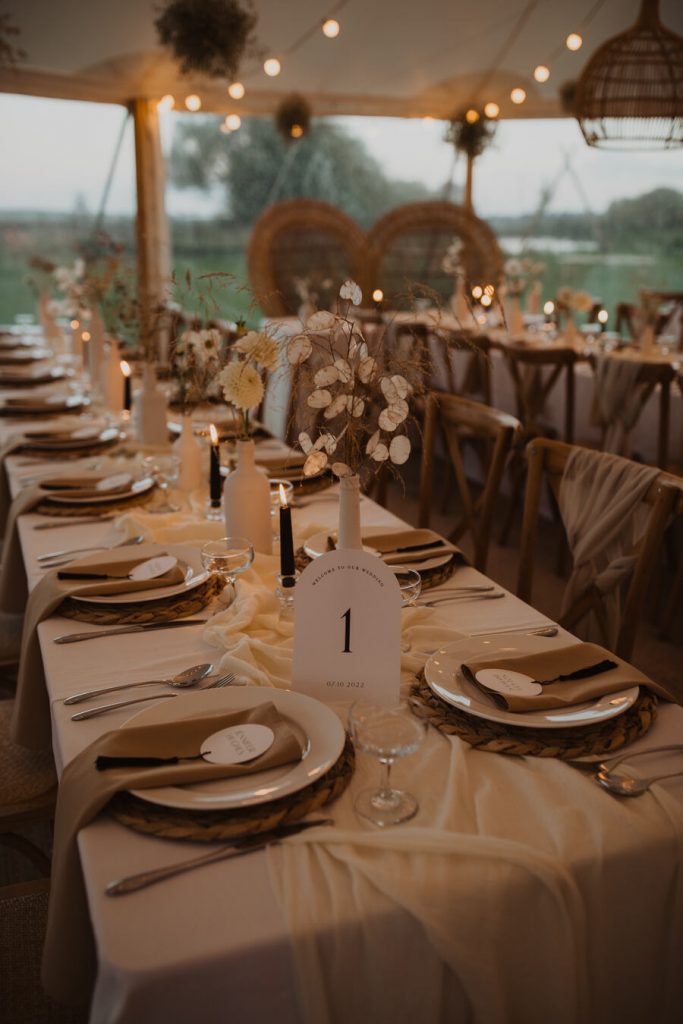 Sami Tipi sailcloth tent for modern boho monochrome wedding
