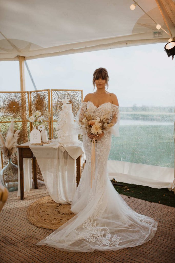 Sami Tipi sailcloth tent for modern boho monochrome wedding