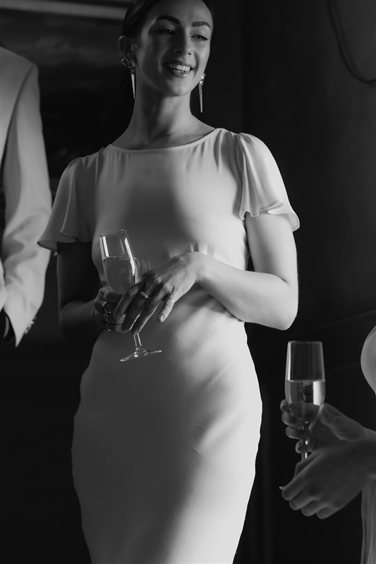 Mismatched Champagen satin ivory bridesmaids dresses