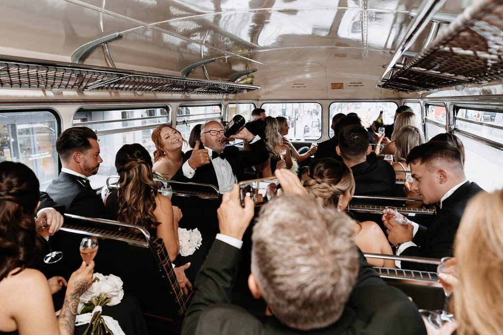 Aboard the Big Green bus on route to The Ivy Tower Bridge