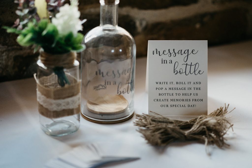 Rustic barn wedding décor for a winter wedding.