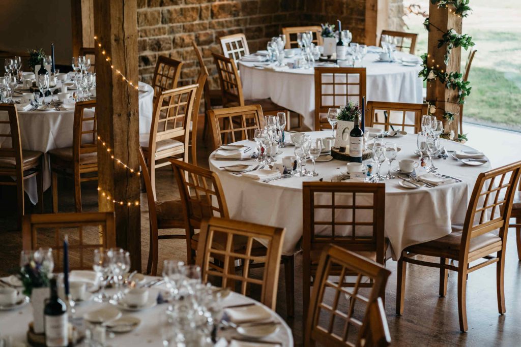 Rustic barn wedding décor for a winter wedding.