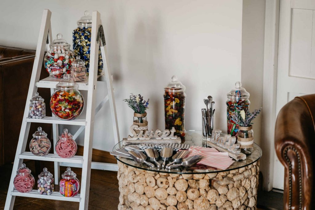 Rustic barn wedding décor for a winter wedding.