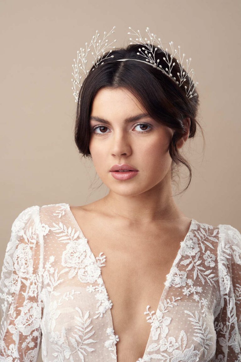 Pearl botanical wedding crown by Debbie Carlisle