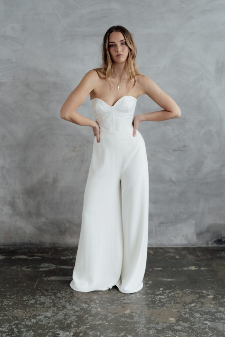 Minimal contemporary ethical bridalwear crafted with vegan eco-friendly, sustainable fabrics.