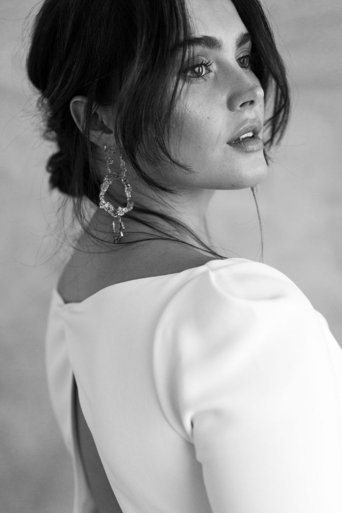 Minimal contemporary ethical bridalwear crafted with vegan eco-friendly, sustainable fabrics.