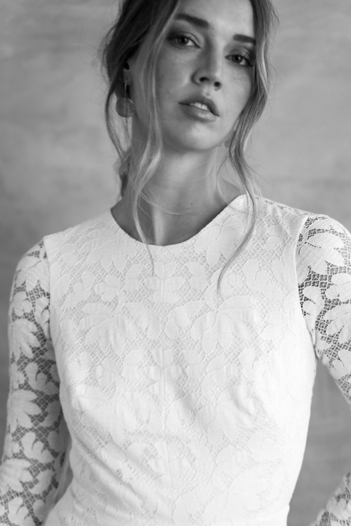 Minimal contemporary ethical bridalwear crafted with vegan eco-friendly, sustainable fabrics.