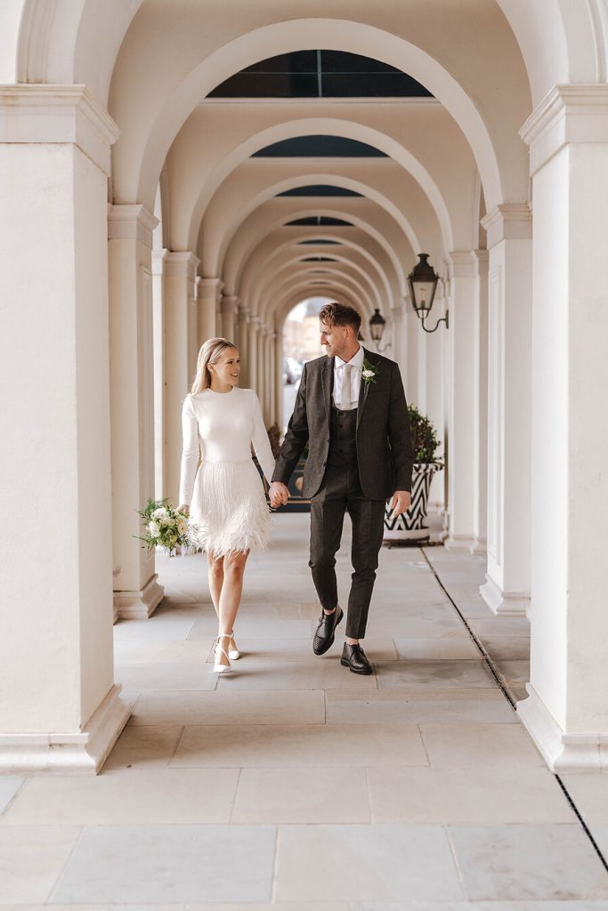 An intimate wedding featuring a dramatic Nadine Merabi skirt | Emine Weddings