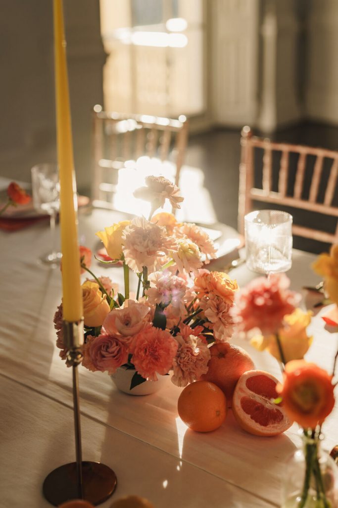 Bold and punchy citrus wedding inspiration at London's Institute of Contemporary Arts