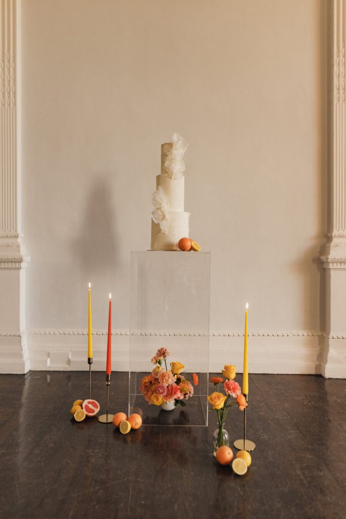 Bold and punchy citrus wedding inspiration at London's Institute of Contemporary Arts