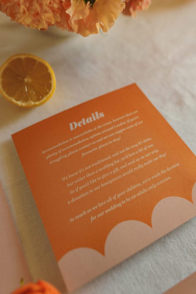 A citrus wedding inspired colour explosion for a refined and elegant city wedding