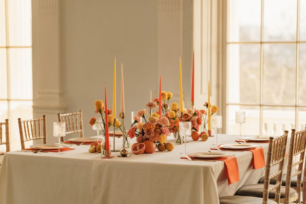 A citrus wedding inspired colour explosion for a refined and elegant city wedding