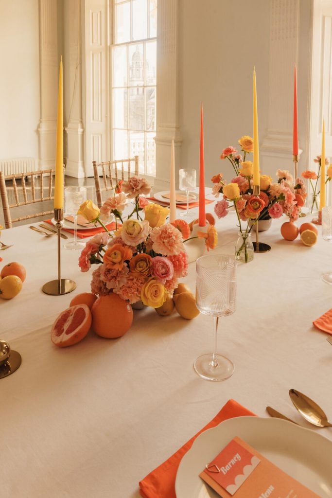 A citrus wedding inspired colour explosion for a refined and elegant city wedding