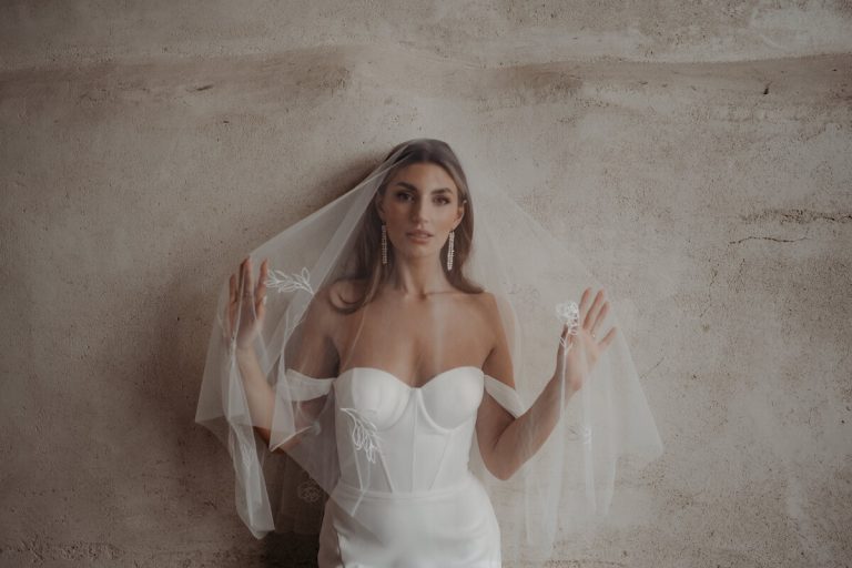 Embroidered custom veils crafted by British bridal designer Rebecca Anne Designs