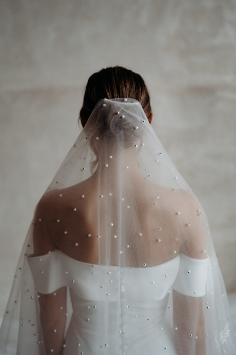 Embroidered custom veils crafted by British bridal designer Rebecca Anne Designs
