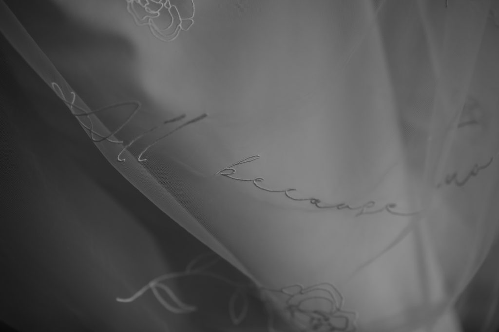 Embroidered custom veils crafted by British bridal designer Rebecca Anne Designs