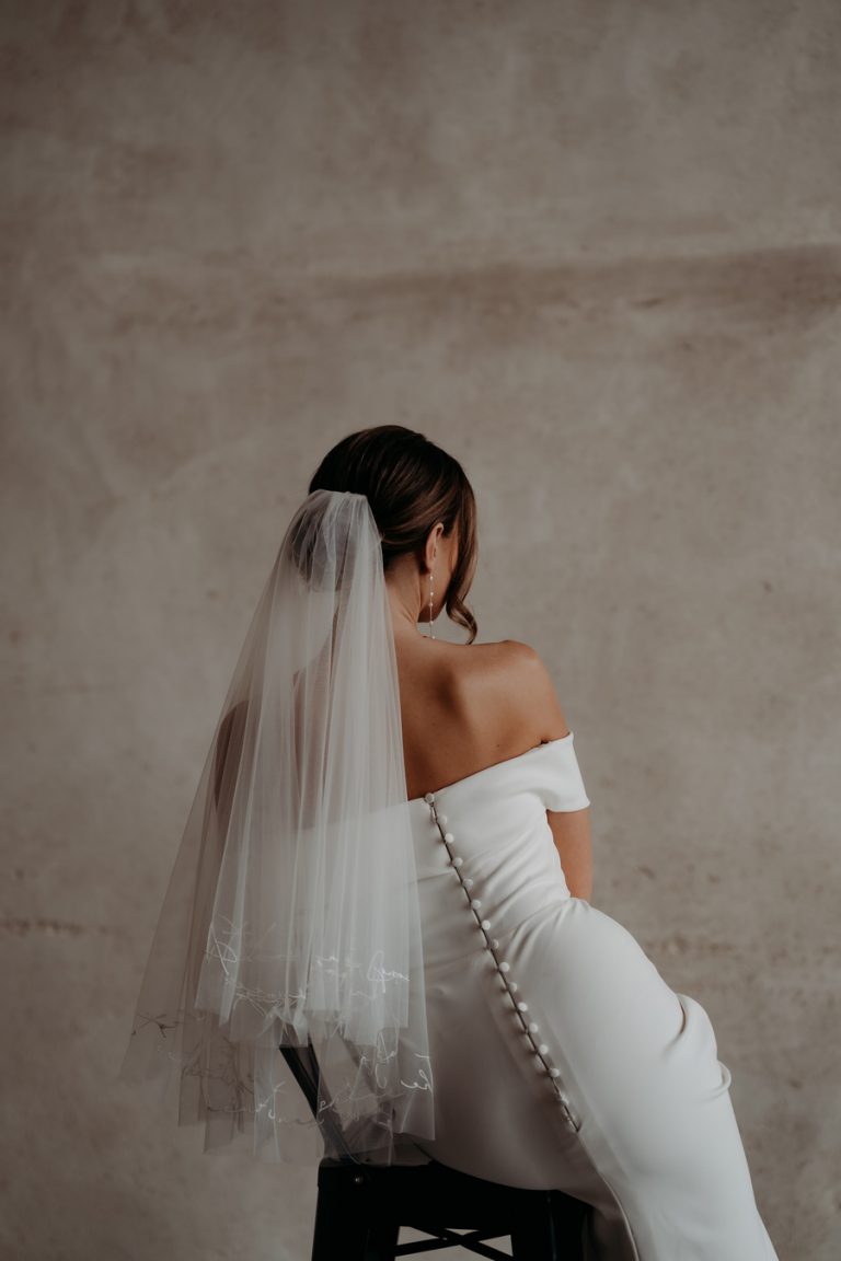 Embroidered custom veils crafted by British bridal designer Rebecca Anne Designs