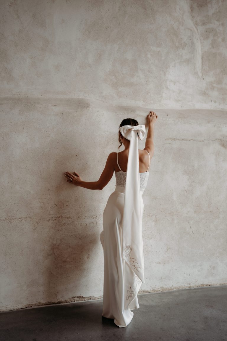 Embroidered custom veils crafted by British bridal designer Rebecca Anne Designs