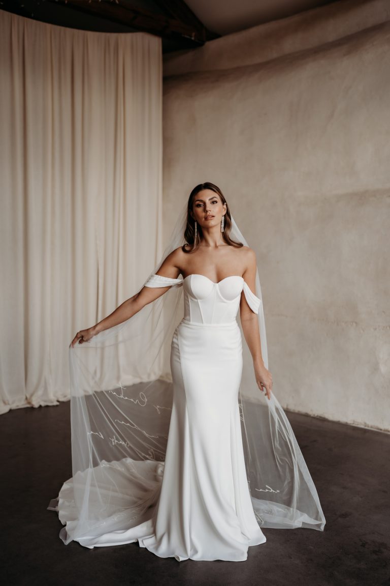 Embroidered custom veils crafted by British bridal designer Rebecca Anne Designs