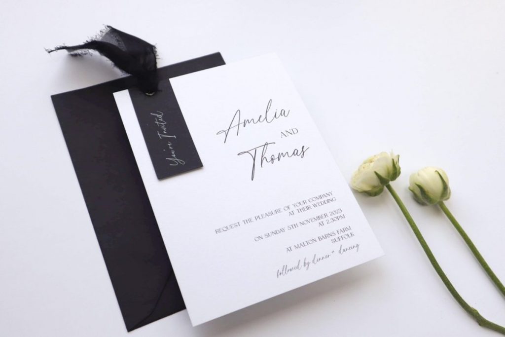 Love Flora Studio monochrome invitation