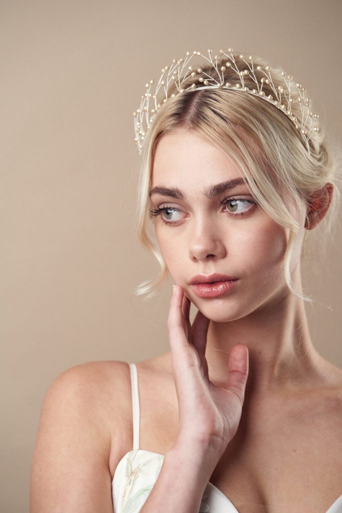Cream boho bridal crown by Debbie Carlisle - Helena