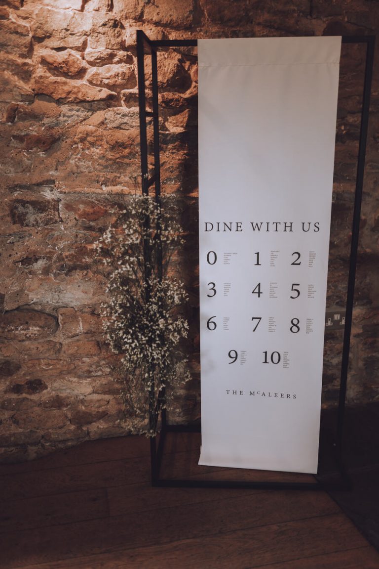Contemporary wedding styling with an edge at Dodford Manor barn wedding venue