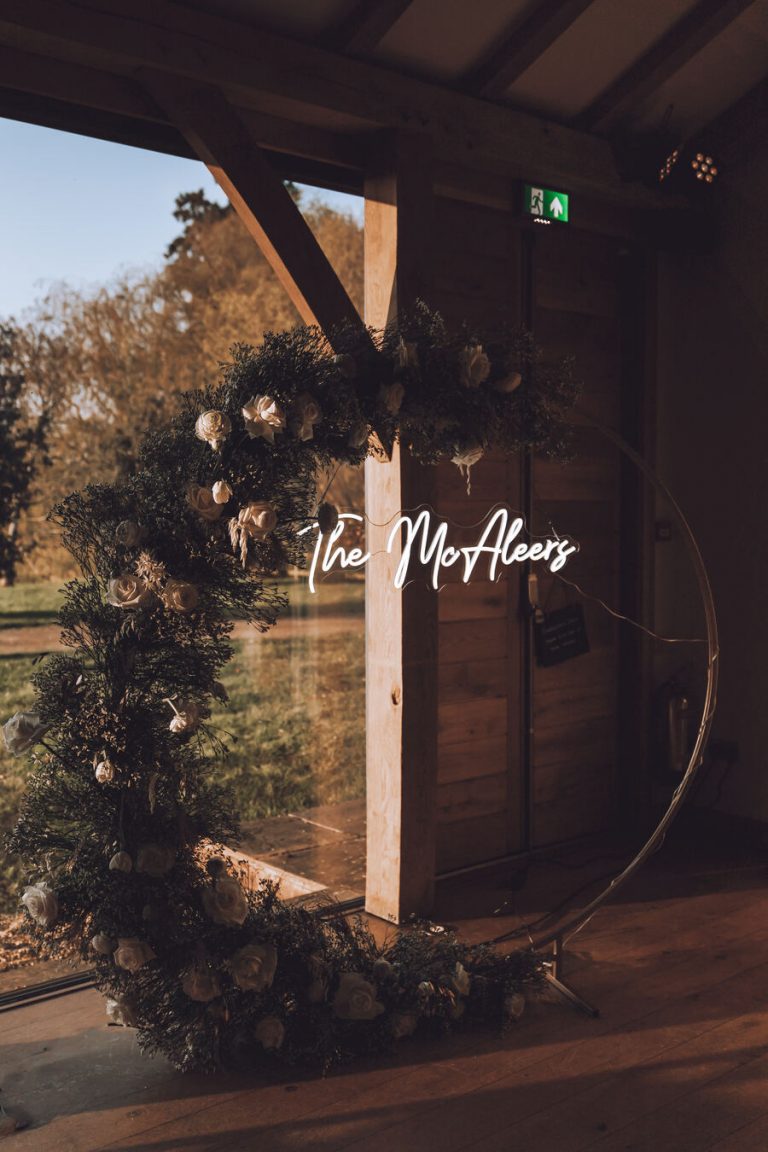 Contemporary wedding styling with an edge at Dodford Manor barn wedding venue