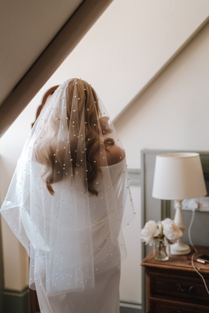 Gorgeous bride Emily wearing Bernadette's Willow dress