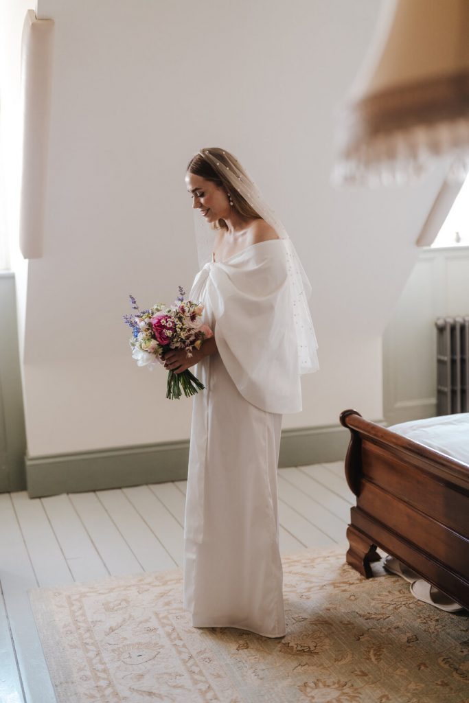 Gorgeous bride Emily wearing Bernadette's Willow dress