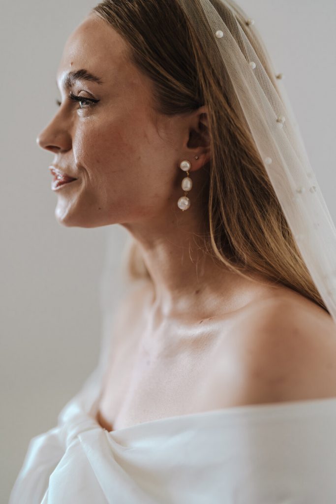 Gorgeous bride Emily wearing Bernadette's Willow dress