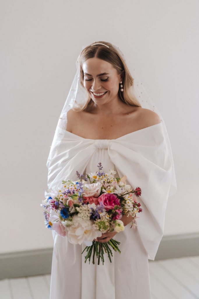 Gorgeous bride Emily wearing Bernadette's Willow dress