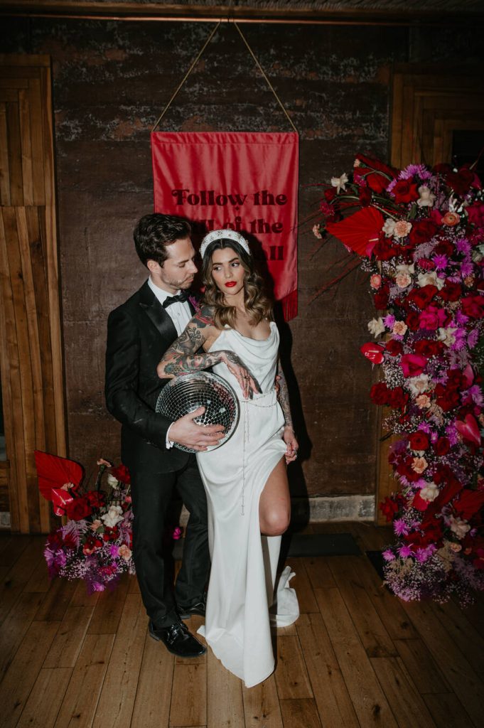 Rock'n'roll meets Disco party wedding vibes with a Viva Magenta palette